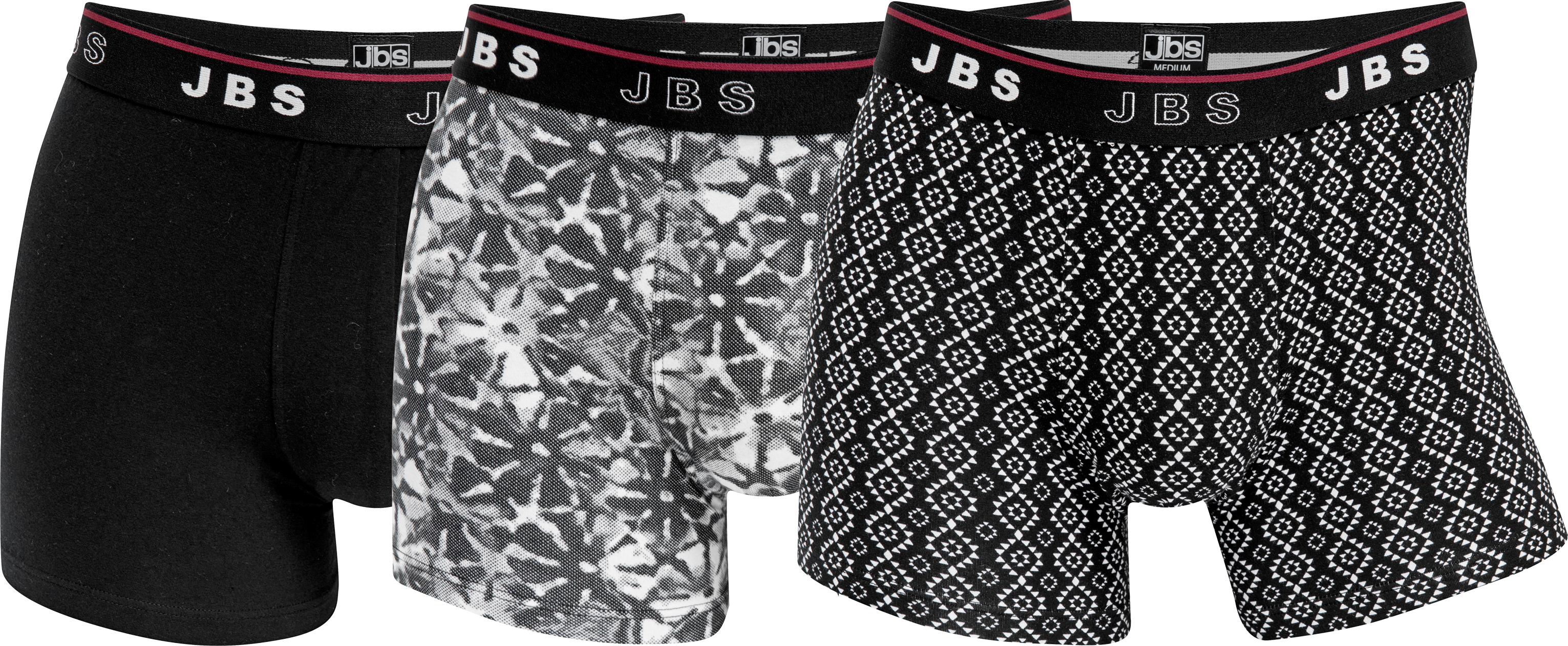 Sort, grå og hvid med mønster